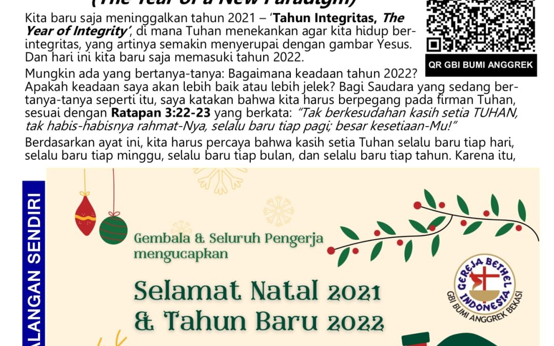 Warta Gereja Minggu 02 Januari 2022