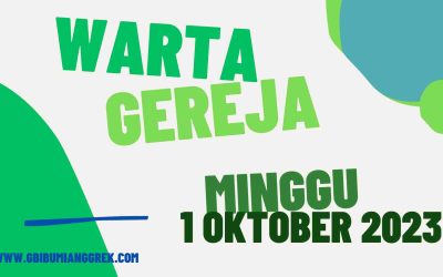 Warta Gereja Minggu, 01 Oktober 2023